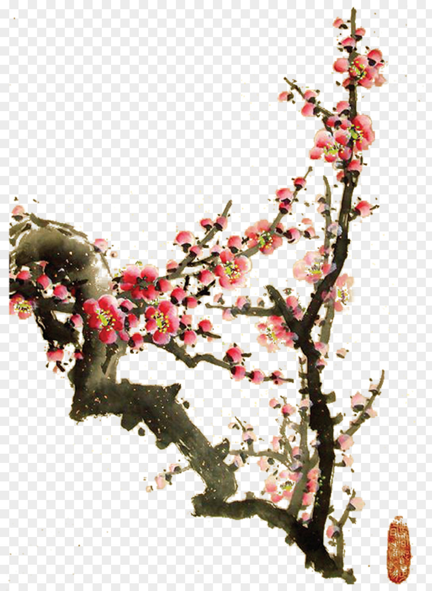 Plum Flower Ink Wash Painting Jiangnan PNG