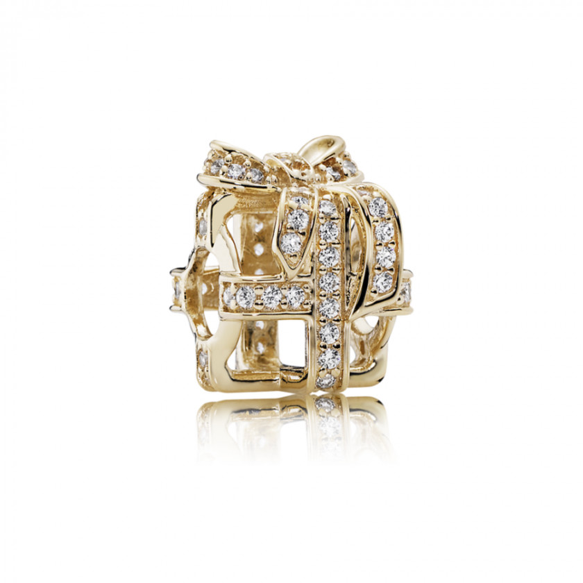 Gold All Wrapped Up In PANDORA Openwork Charm Bracelet Cubic Zirconia PNG