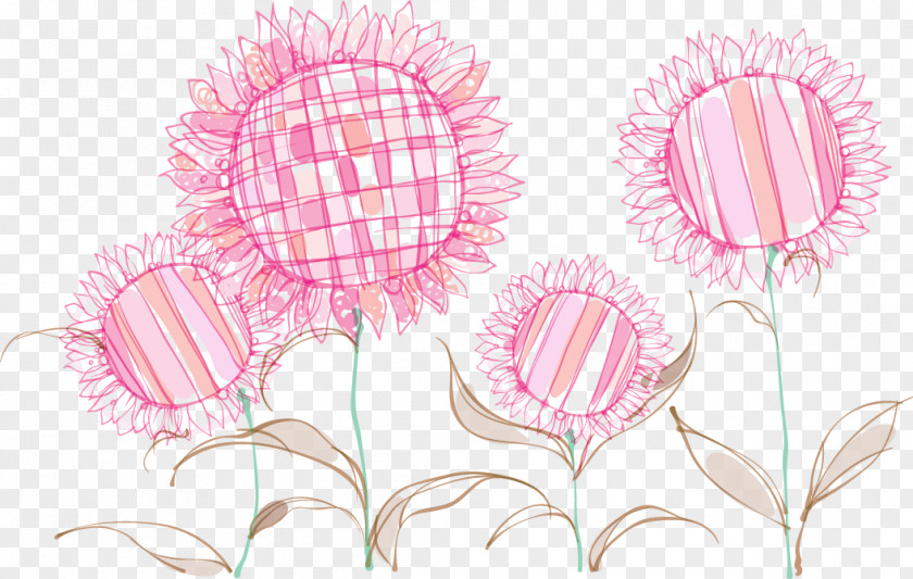 Pink Hand-painted Sunflower Decorative Pattern Common Color PNG