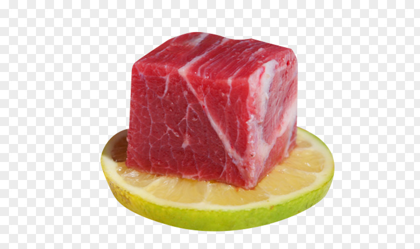 A Slice Of Lemon On The Sirloin Bresaola Ham Ragout Meat PNG