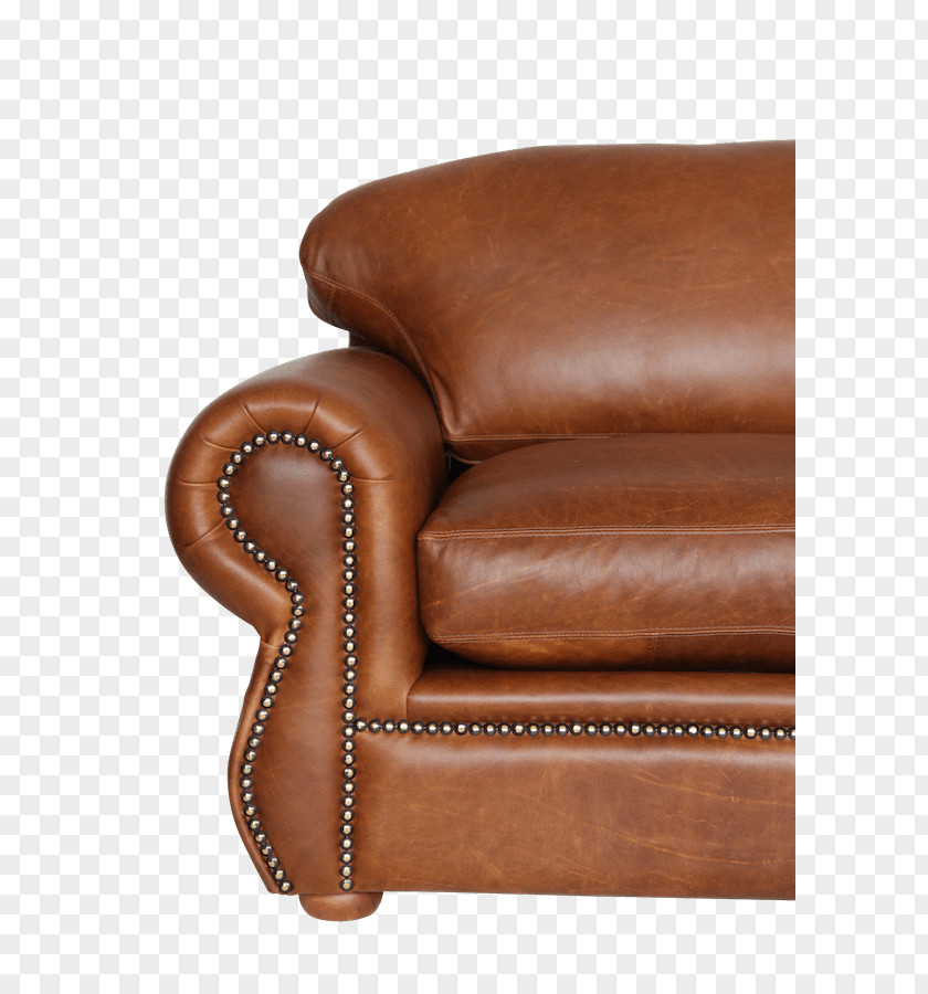 Design Club Chair Leather Caramel Color Brown Couch PNG