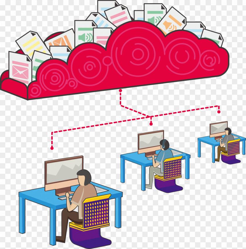 Vector Red Cloud Computing Big Data Computer File PNG