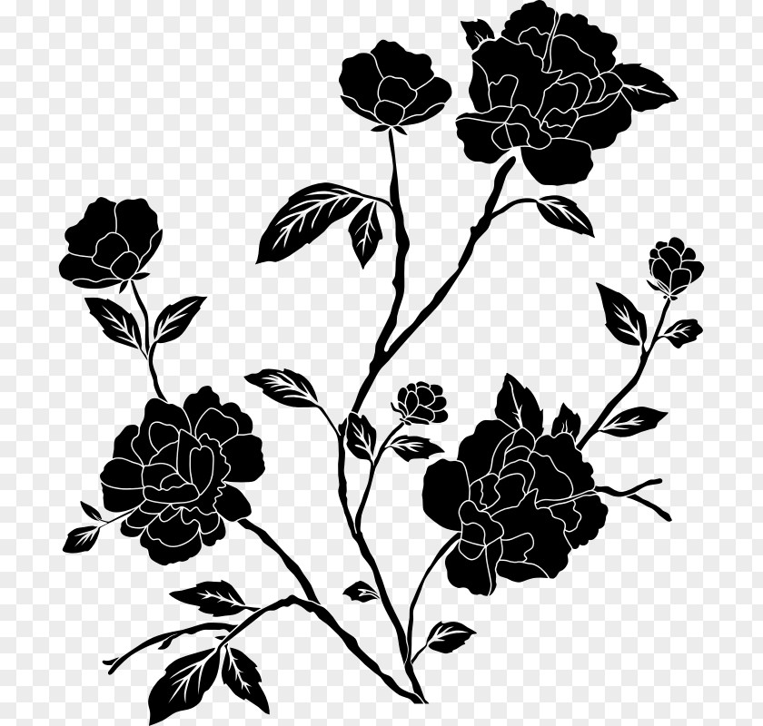 Black And White Flower Clip Art PNG