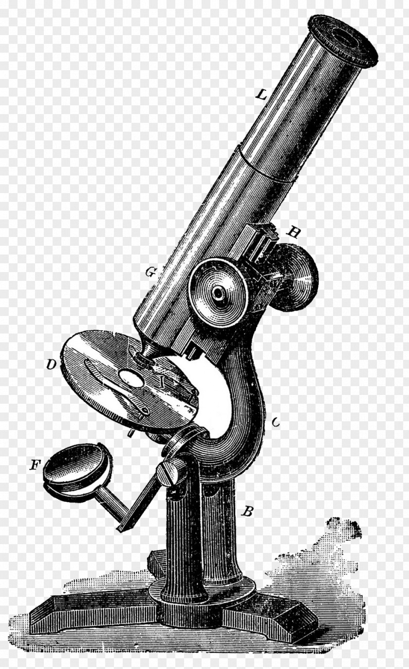 Microscope Drawing Retro Style Clip Art PNG