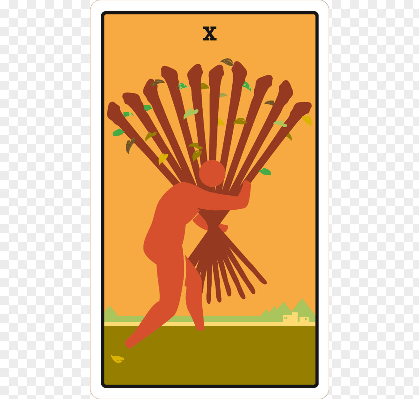 Faceless Figures Tarot Ten Of Wands Clip Art PNG