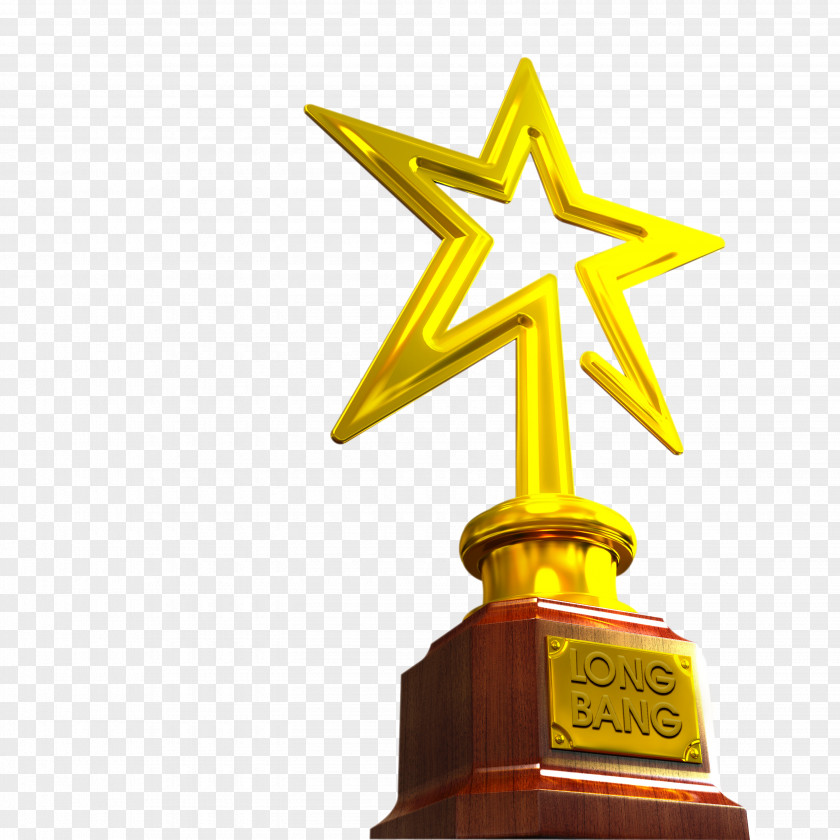 Golden Star Trophy Stars Award Microsoft PowerPoint Template PNG