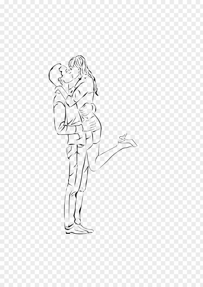 Kissing Clipart Drawing Black And White Kiss PNG