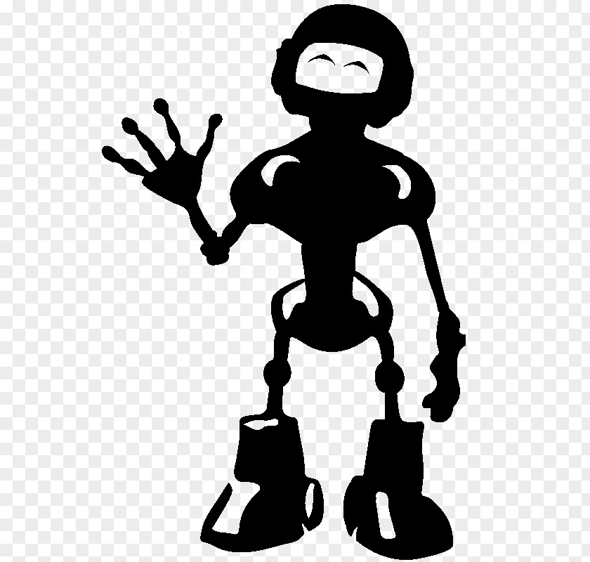 Robot Silhouette Sticker Black And White Human Behavior Clip Art PNG