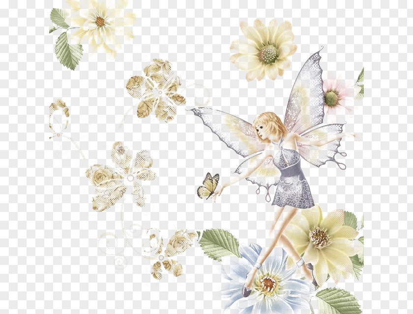 Butterfly Fairy Dance Floral Design PNG