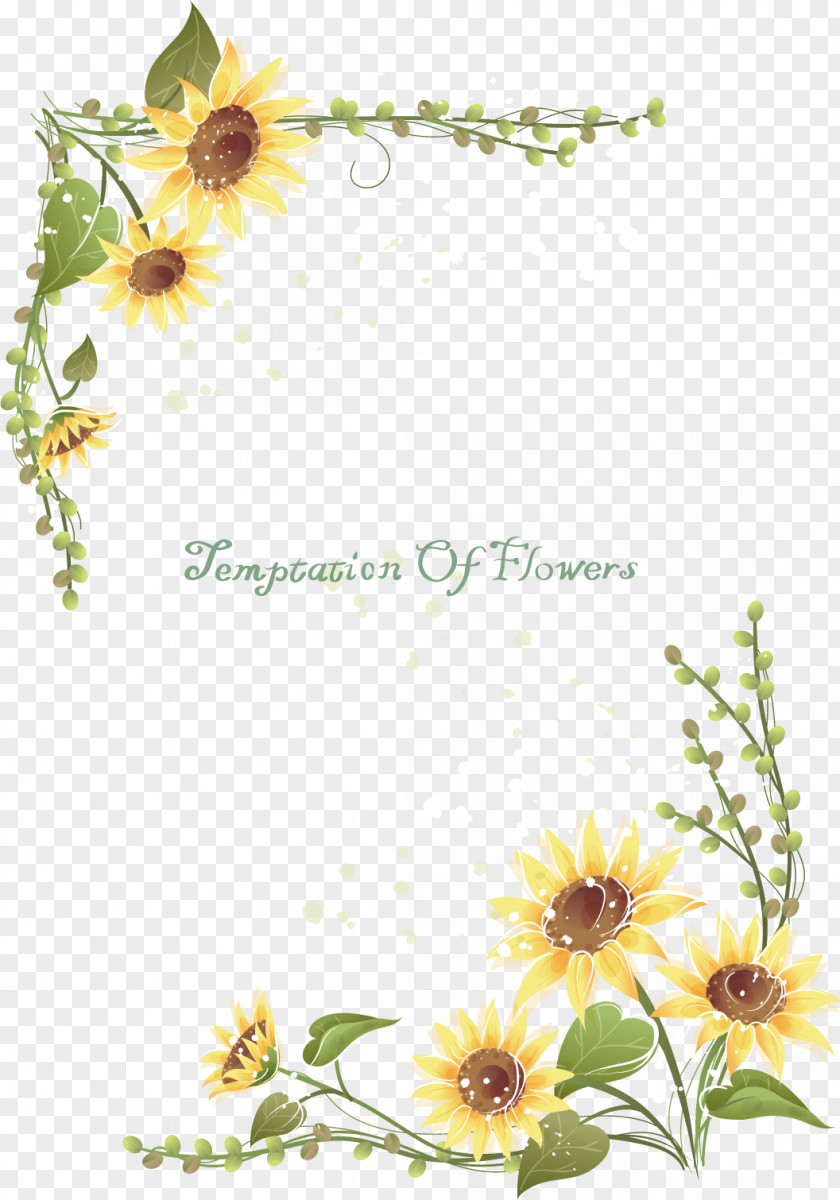 Vector Korean Sunflower Lace Frame 2 Common Euclidean Clip Art PNG