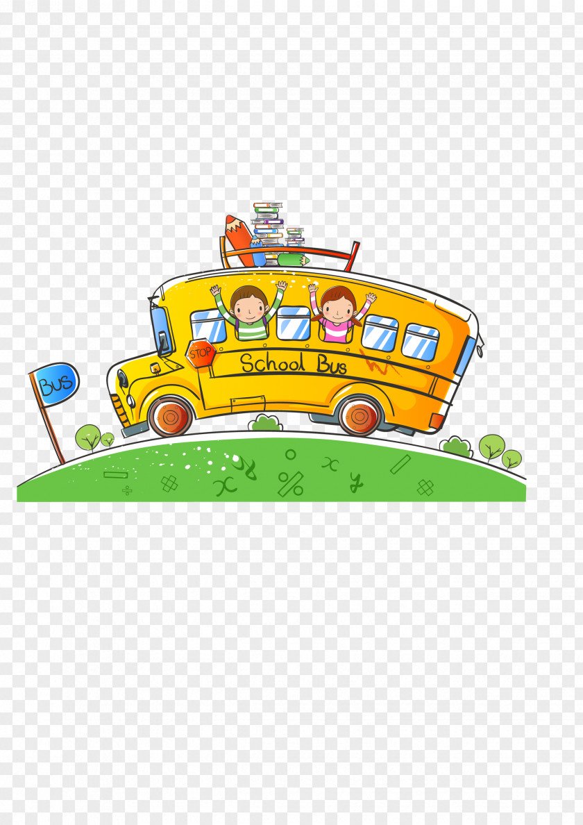 School Children Sitting On A Bus Cartoon PNG