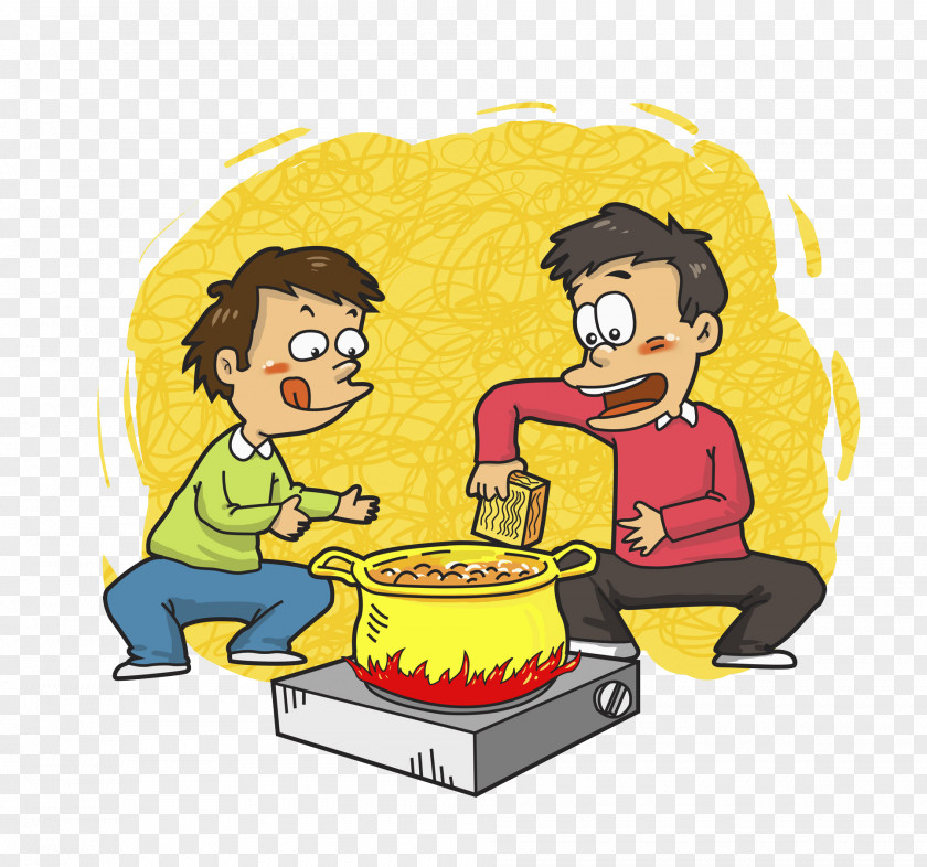 Two Boys Cooking Cartoon Food Boy PNG