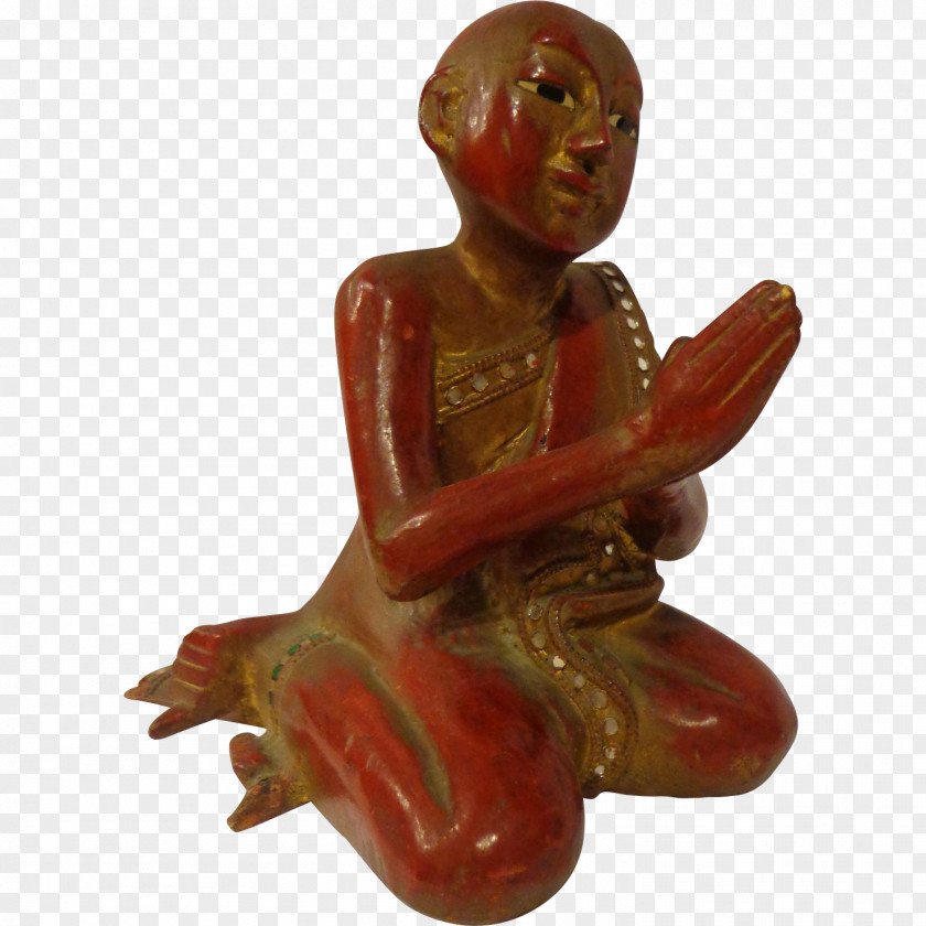 Buddhism Statue Wood Carving Sculpture Monk PNG