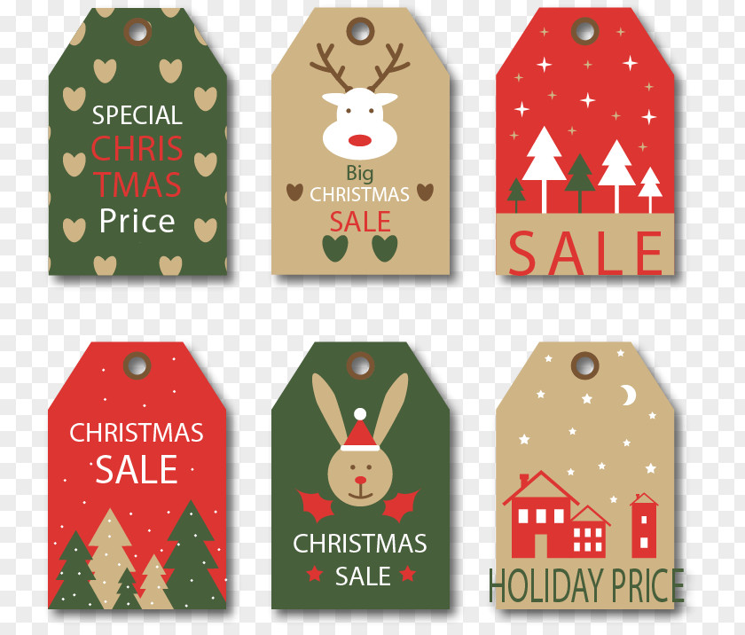Flat Cute Christmas Tags Gift-bringer Etiquette Paper PNG