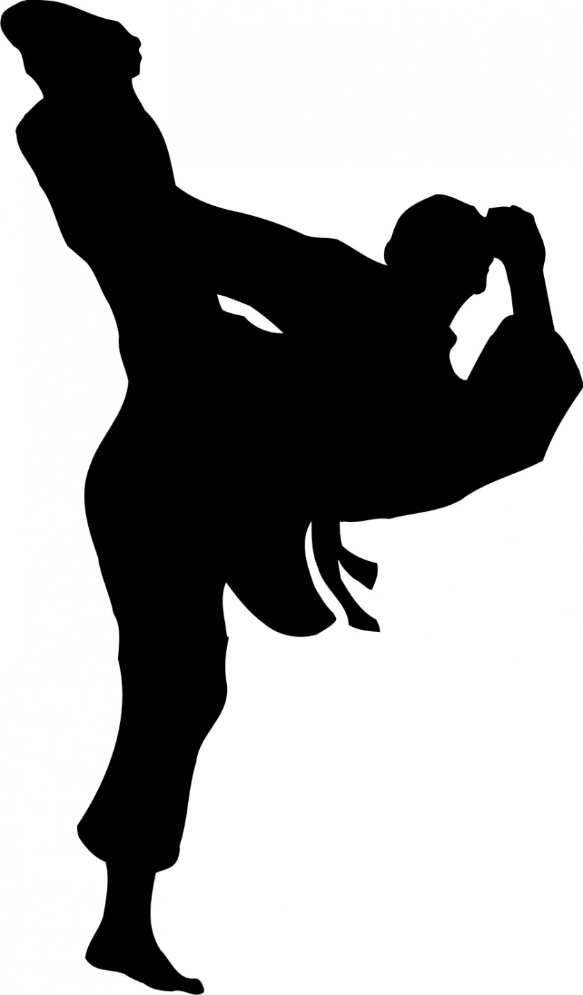 Karate Male Silhouette Character White Clip Art PNG