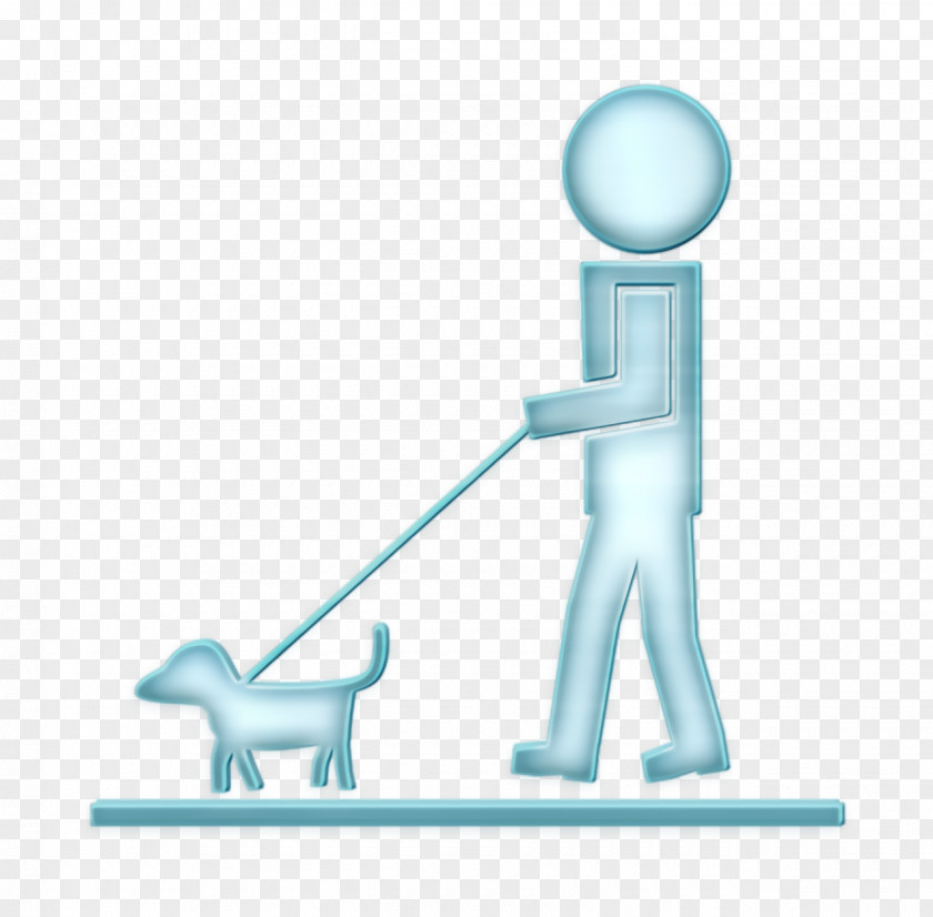Man Walking With Pet Dog And A Cord Icon People PNG