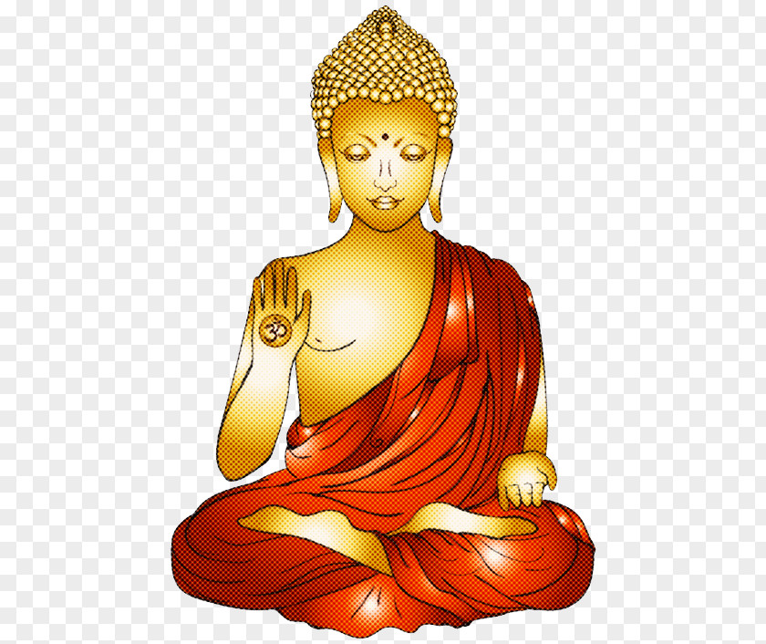 Zen Master Kneeling Buddha Cartoon PNG