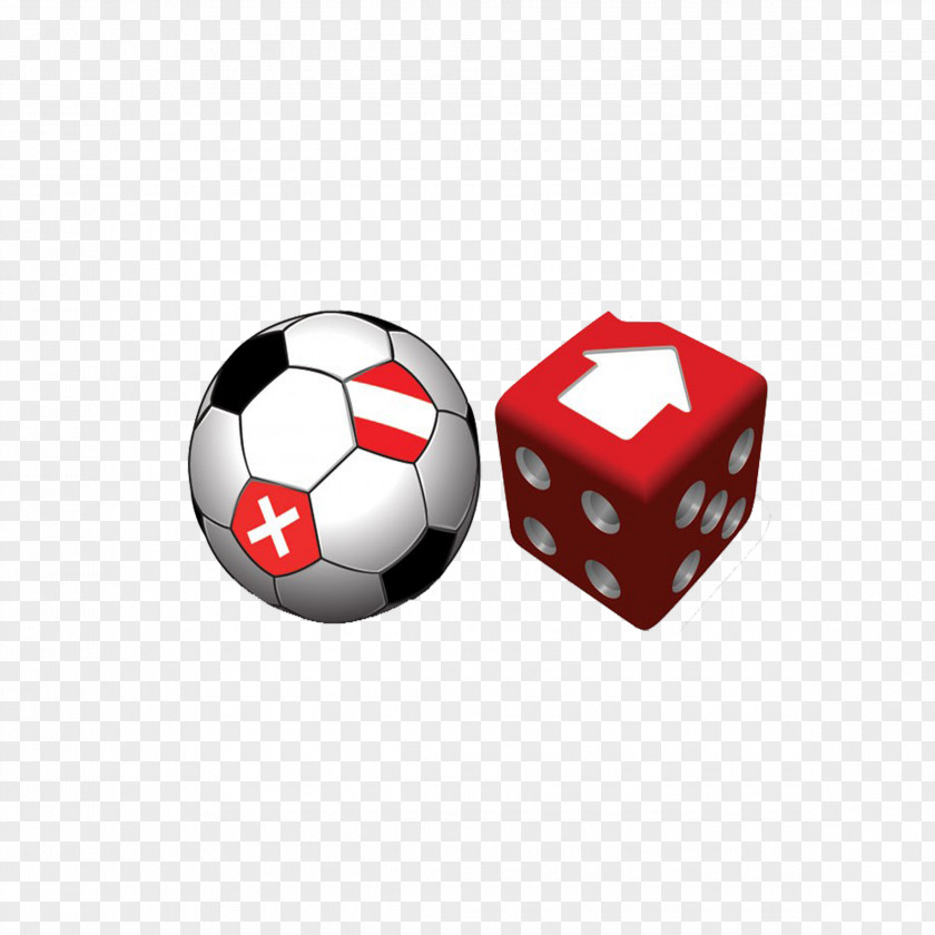 Red Three-dimensional Dice With Football Euclidean Vector PNG