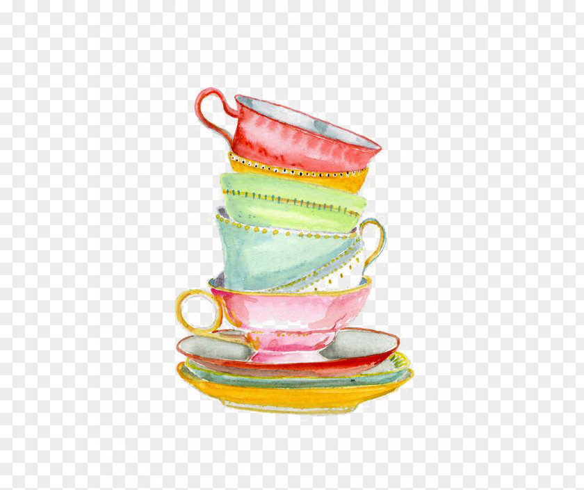Cup Teacup Coffee Watercolor Painting PNG