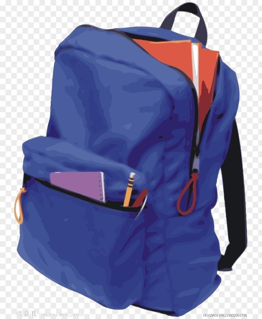 Blue Bag Student Backpack School Supplies PNG