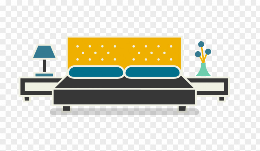 Cartoon Bed Table Bedroom Furniture PNG