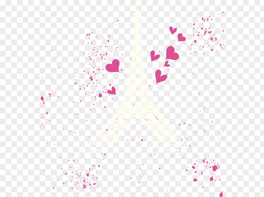 Romantic Heart Shading Eiffel Tower PNG