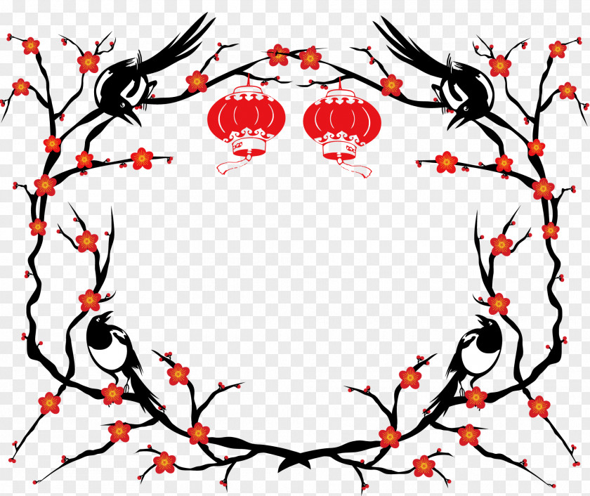 Bough Chinese New Year Illustration Image 0 Papercutting PNG