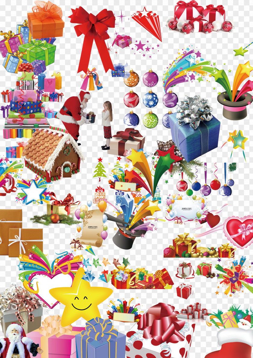 Christmas Variety Of Materials Summary Santa Claus Gift PNG
