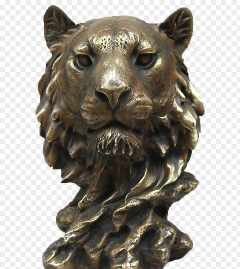 Copper Lion Head Sculpture Lionhead Stone Bronze PNG