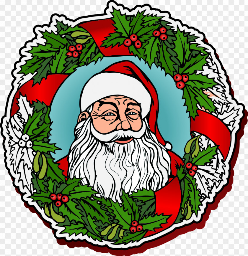 Santa Claus Vector Wreath Christmas PNG