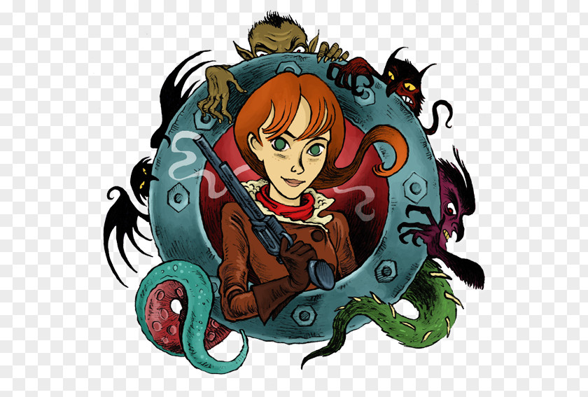 Delicious Monster Scarlett Hart: Hunter Octopus Cartoon PNG