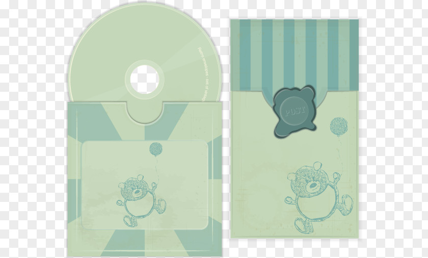 Bear CD Envelope Green Stripes PNG