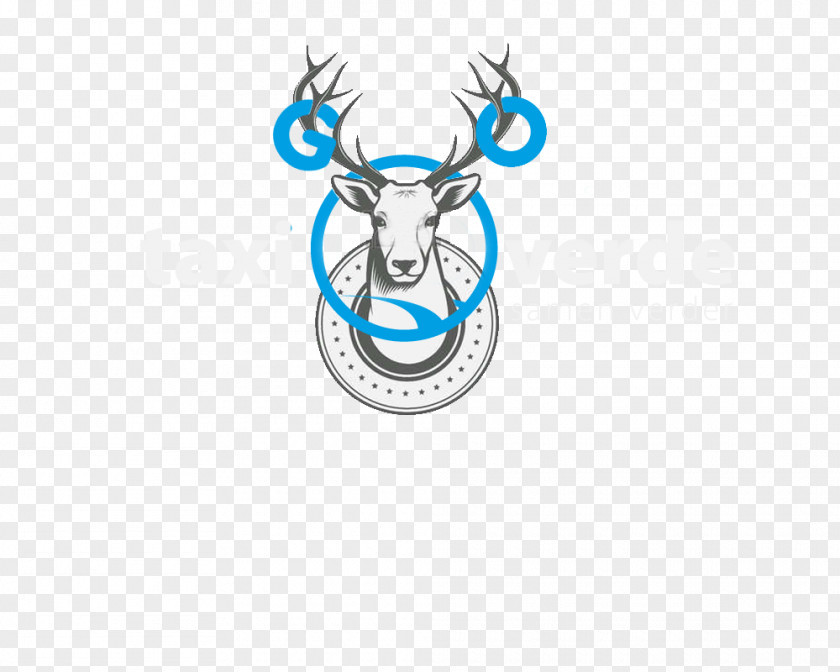 Blue Taxi Deer Antler Logo Line Font PNG