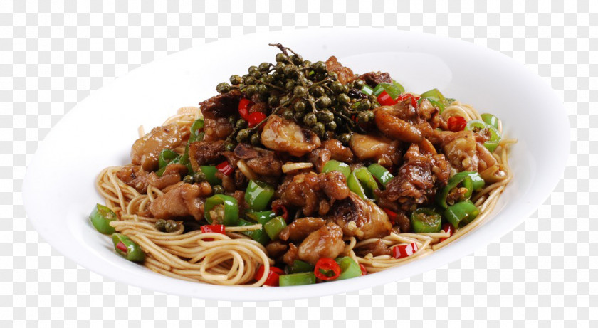 Double Pepper Chicken Food Lo Mein Chow Yakisoba Chinese Noodles Fried PNG