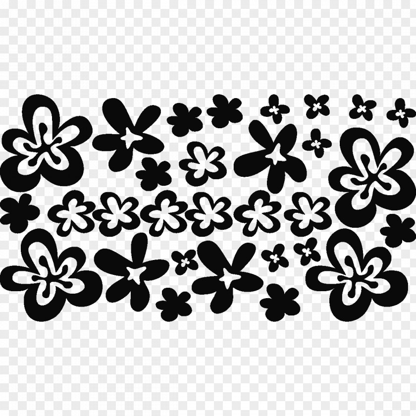 3d Affixed Mural White Flowering Plant Black M Font PNG