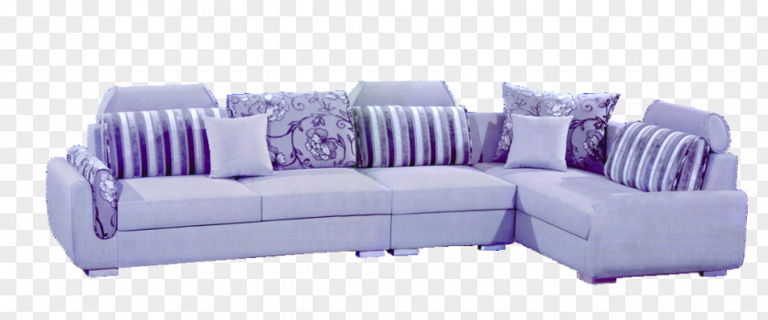 Fabric Sofa Bed Purple Couch Table Furniture PNG