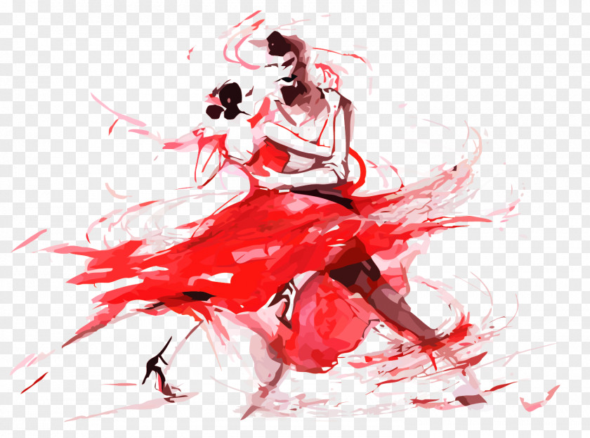 Vector Watercolor Dancing People Tango Dance AllPosters.com PNG