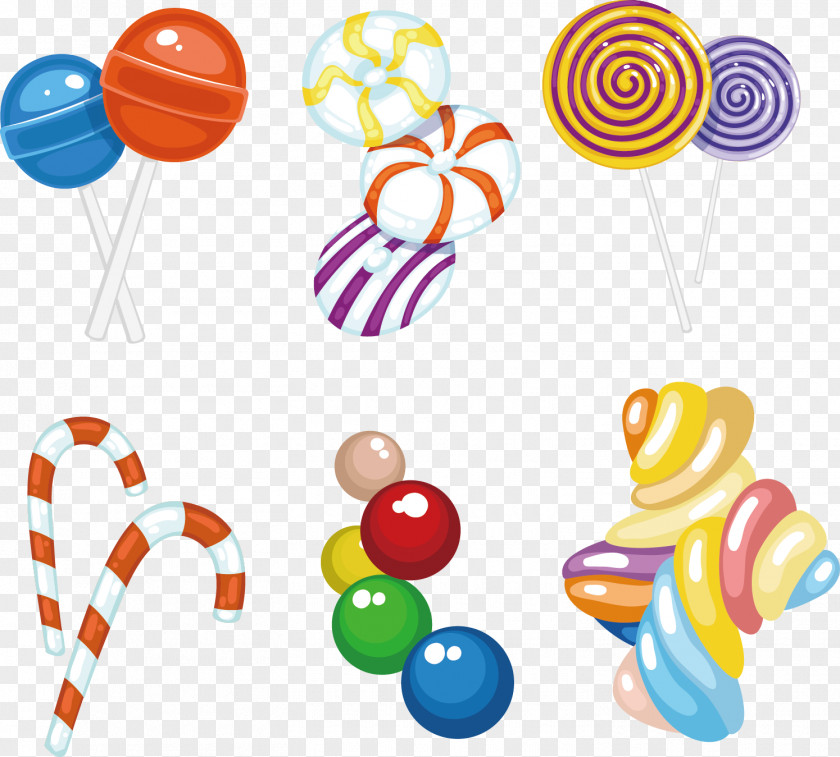 Vector Hand-painted Lollipop Candy Cane And Cotton Fruit Preserves PNG