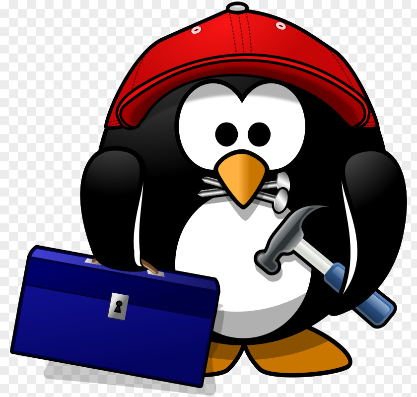 Moini Penguin Cartoon Handyman Clip Art PNG