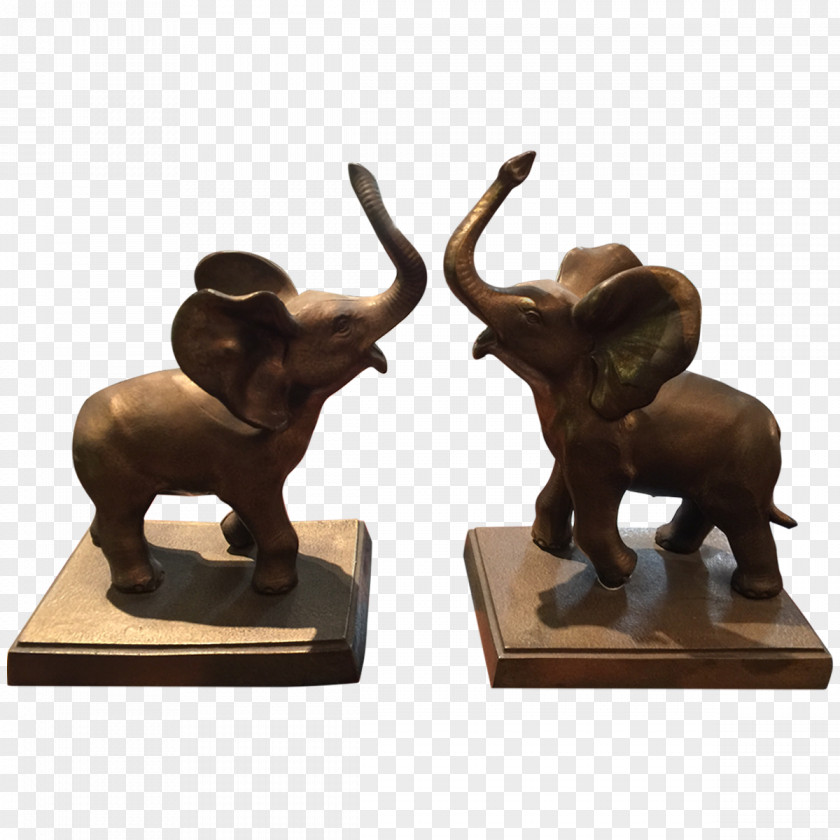 Bookend Indian Elephant Bronze Sculpture Furniture PNG