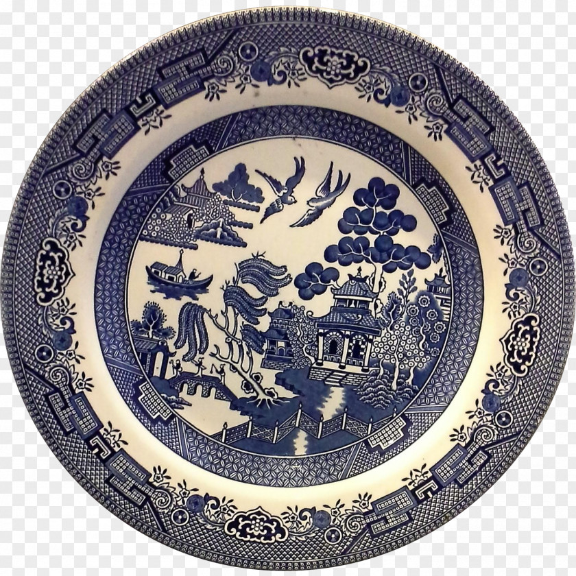 Plate Willow Pattern Tableware Churchill China PNG