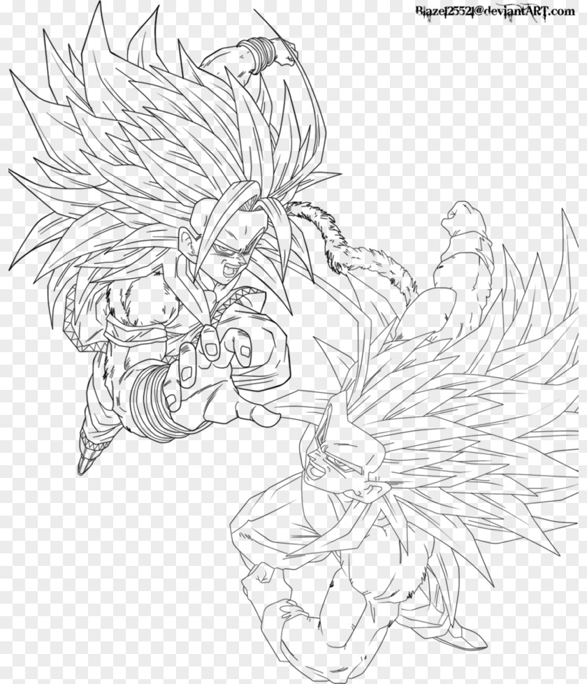 Father Son Goku Line Art Super Saiyan Drawing PNG