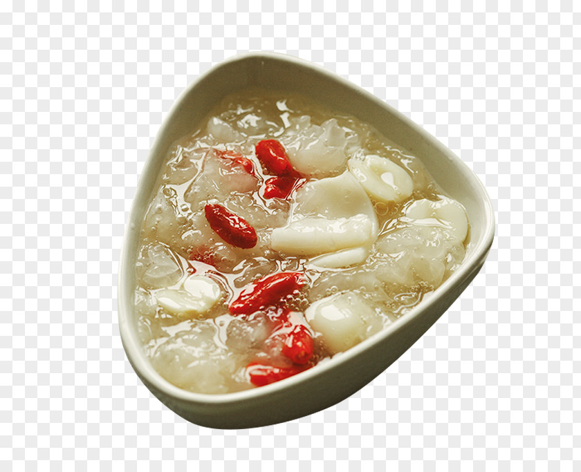 The White Fungus Soup In Triangle Bowl Tremella Fuciformis Edible Bird's Nest Congee Lotus Seed PNG