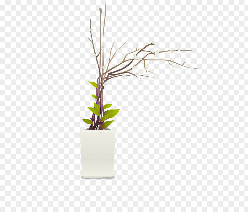 Ikebana Tree Flowerpot Twig Branch Flower Plant PNG