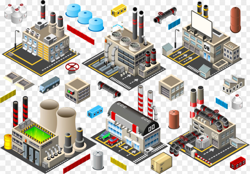 Image Building Industrial Park Factory Industry Isometric Projection PNG