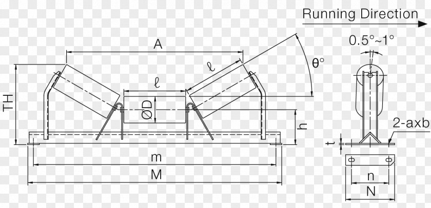Conveyor Belt Illustration Idler-wheel System Technical Drawing Paper PNG