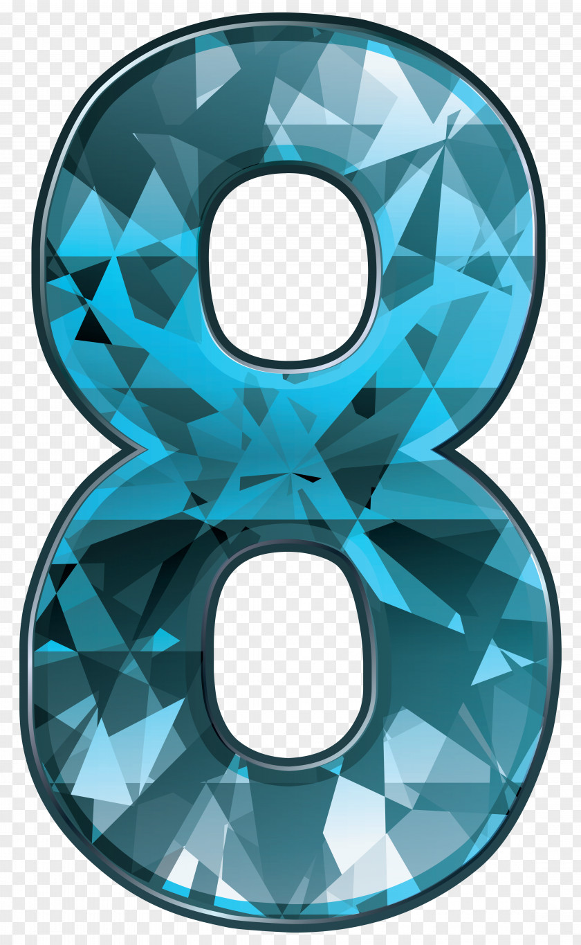 Blue Crystal Number Eight Clipart Image Circle Pattern PNG