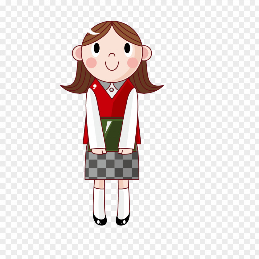 Cartoon Female Student Design Vector Material Illustration PNG