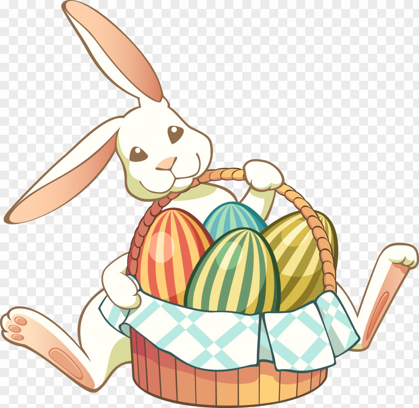 Bunny Rabbit Easter Basket Clip Art PNG