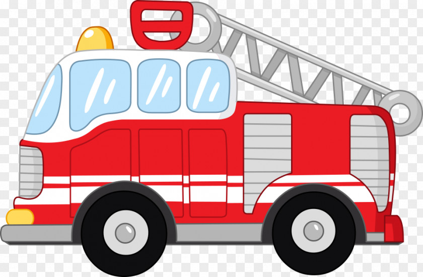 Cute Vector Car Cartoon Fire Engine Clip Art PNG